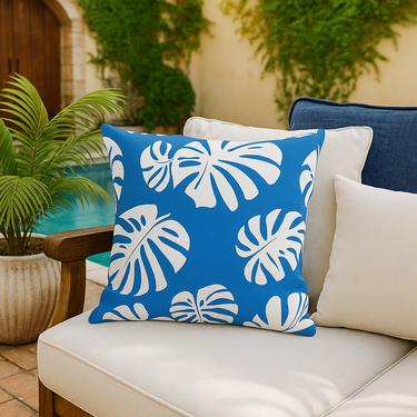 Monstera Marina Outdoor Throw Pillow